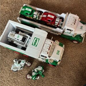 Hess Toy Truck and Race Cars Set - Green, Red, and White
